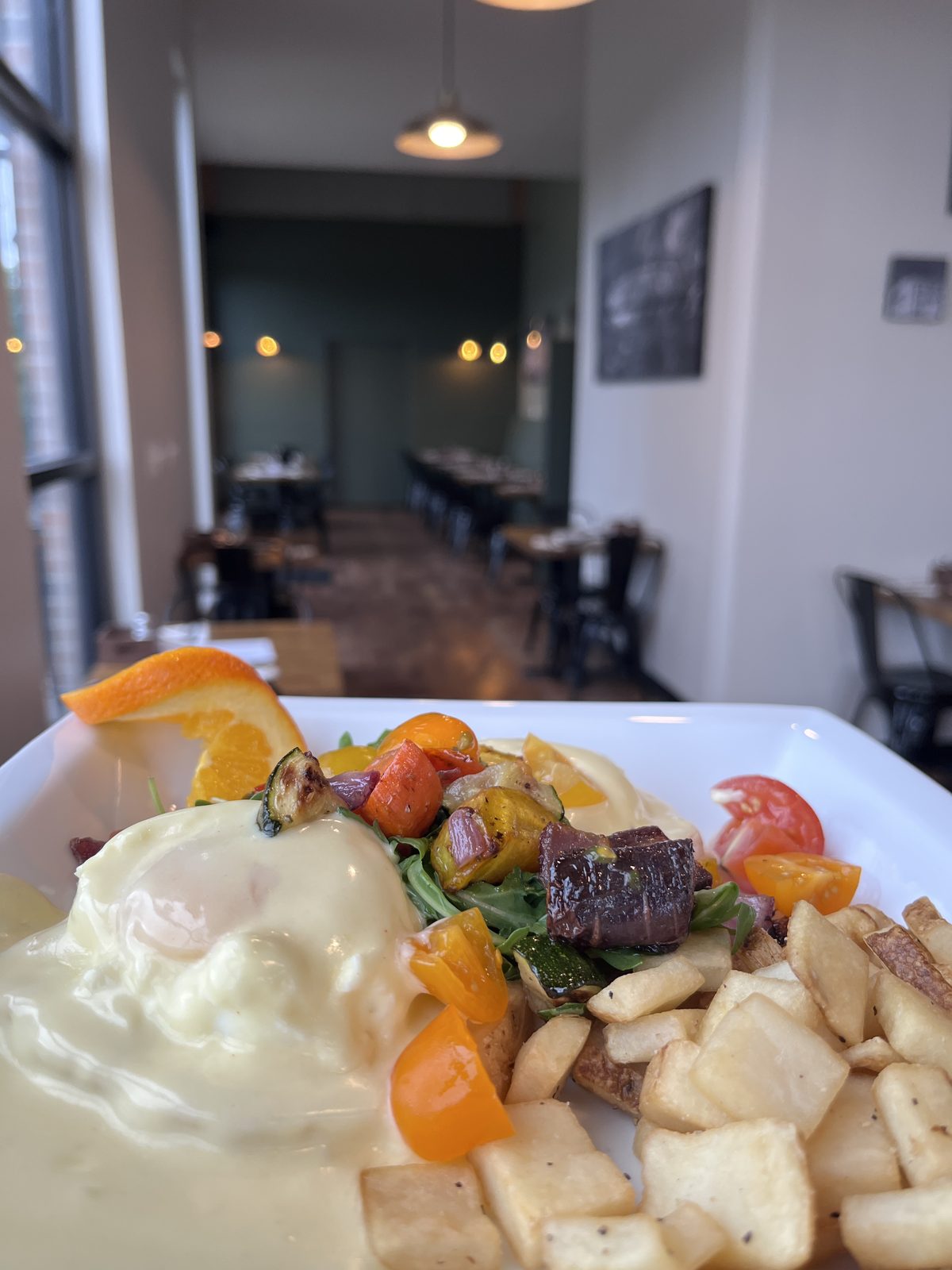 Scratch-made breakfast plate at Crossings Kitchen